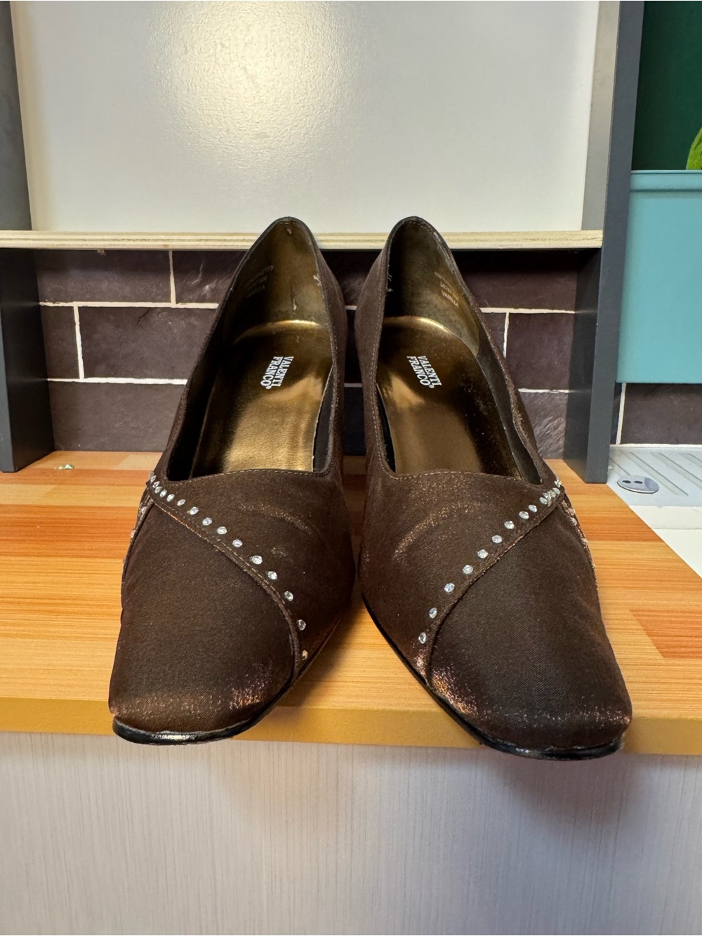 Valenti Franco Brown / Bronze Pointed Toe Pumps with Stud Trim